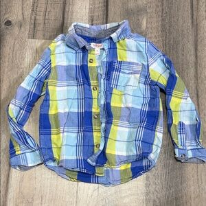 Cat & Jack Blue and Green Plaid Button Down Shirt